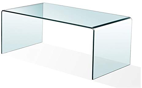 HABITMOBEL Mesa de Centro Baja, Cristal Curvado, Medida Exclusiva e Unica de 100cm