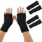 Scettar 2 Paar Handschuhe ohne gestrickte Finger, Schwarz , One size