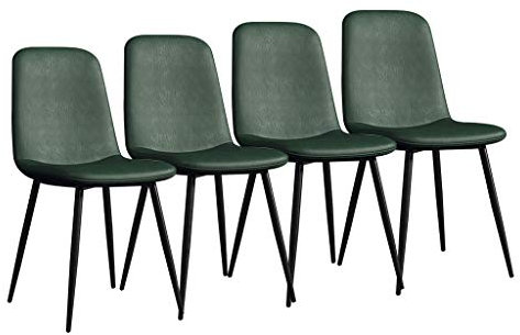 Chaises de Salle à Manger Nordiques Ensemble de 4 chaises de Cuisine en Cuir PU avec Pieds en métal Robustes pour Bureau Salon café Maison Chaise Tabouret Salon Ensemble Tabouret de Bar (Col