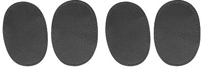 2 Set Paar PU Leder Oval Nähen auf Ellenbogen Knie Flicken Schwarz