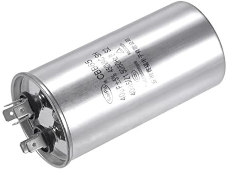 YOKIVE Run Condensateur CBB65, Ovale Démarre Début Condensateur avec Terminal Excellent pour HVAC, Air Climatiseurs, Chauffage Pompes (Argent, 40uF 40MFD 450V AC 40/85/21)