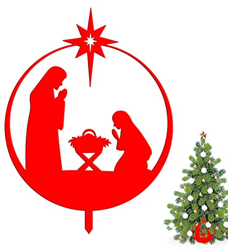 Visiblurry Krippen-Gartenstecker | Weihnachtsdekorationen für den Außenbereich, Hofkrippe | Silhouette Pfahl aus massivem Acryl für die Weihnachtskrippe im Freien für den Innenhof