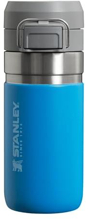 Stanley Quick Flip Trinkflasche Edelstahl 0.47L - Hält 7+ Stunden Kalt - Wasserflasche BPA-Frei - Spülmaschinenfest - Druckverschlussdeckel - Thermosflasche Auslaufsicher - Azure