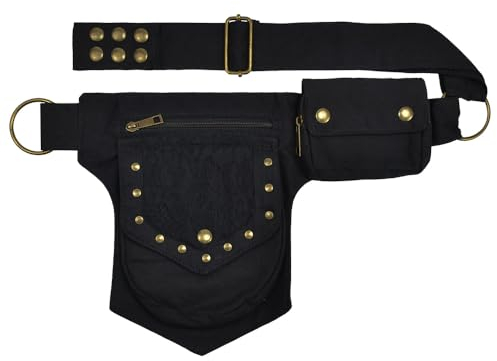 NAROSEBE Borsa Rinascimentale Marsupi Sportivi Marsupio in Vita Borsa Gamba per Donna Cintura in Vita Rinascimentale per Festival Concerti Discoteche Cosplay Avventure all'aria aperta, Nero