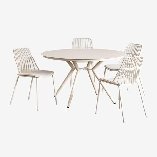 SKLUM Set aus rundem Aluminiumtisch (Ø100 cm) Valerie und 4 Maeba-Gartenstühlen