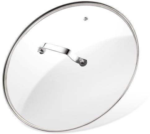 ALLWIN 8 Inch Glass Lid with Stainless Steel Handle - Clear Tempered Glass, Steam Vent, Dishwasher Safe, Fits Round Pans & Pots