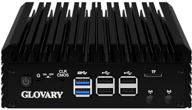 Glovary Micro Firewall Appliance Octa Core i3 N305, 4 x i226V 2.5GbE LAN, Fanless Mini PC Router, DDR5 Barebone, AES-NI, Firewall Hardware, HD, DP, 8USB Port, TF Card Slot