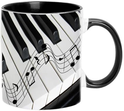 Tasses à Café Sur Le Thème De La Musique – Tasse à Café De Voyage De 350 Ml | Tasses à Café De Décoration De Bureau, Tasse à Thé Amusante Pour Les Cadeaux Des Amateurs De Musique, Piano, Violon