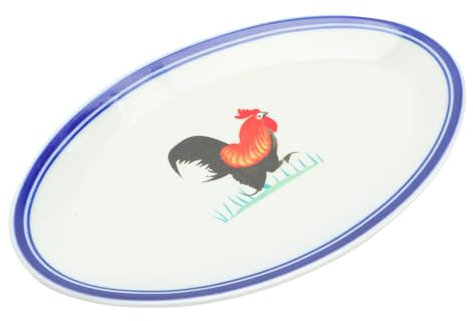 Garneck Hahn Fischteller Vintage Stil Emaille Fisch Serviertablett