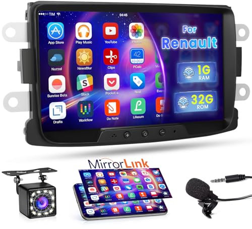 Hikity Android13 Autoradio mit Navi für Renault Dacia Duster Sandero Logan Captur Symbol, 1G 32G 7 Zoll Auto Radio 2Din mit GPS/Mirror Link/WiFi/Bluetooth/FM/RDS / 2USB / MIC/Rückfahrkamera