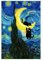 Lustiger Schwarzer Katzen Sternenklare Nacht Leinwanddruck, Vintage Van Gogh Poster, Süße Katze Wand Kunst Dekor Für Haus Schlafzimmer Wohnzimmer Badezimmer Ästhetik (12x18 Ungerahmt)