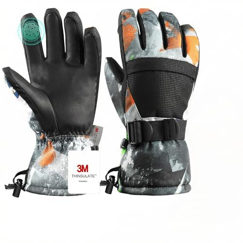 Pnosnesy Skihandschuhe, wasserdichte Schneehandschuhe, Winterhandschuhe, Winddichte Touchscreen-Handschuhe für kaltes Wetter für Männer, Frauen und Kinder
