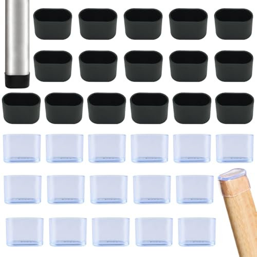 Sctmda Patins Ovale de Pieds de Chaise 32 Pièces Protection Pied de Chaise Couvre Capuchons de Pieds de Tabouret Embouts de Pieds de Table de Chaise Protege Pied de Chaise de Jardin 20 x 40 mm