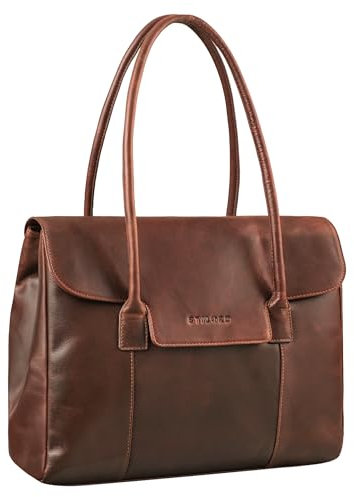 STILORD 'Carrie' Handtasche Shopper Damen Leder Umhängetasche Groß Bowling Bag Handtasche Hobo Bag Tote Tasche Schultertasche für Frauen Vintage Echtleder, Farbe:bourbon - braun