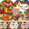 Doyomtoy Vaisselle Papier Set Anniversaire Bloc de Construction, Assiettes en Papier Serviettes Tasses pour Fête à Thème Building Blocks Décorations Fête d'Anniversaire 16 Invités
