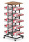 CADUKE 5 Tier Water Bottle Storage Rack on Wheels, FreeStanding Bottle Holder with Wooden Top, Kitchen Pantry Organization for Cans, Water, Wine, Beverage
