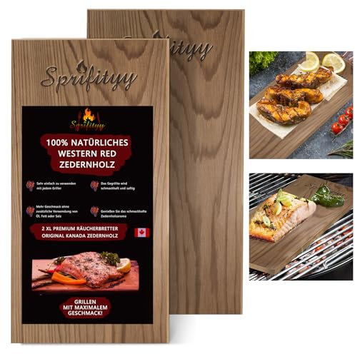 Sprifityy 2 Stück Zedernholzbrett zum Grillen- Mittel (30 x 14cm),Räucherbretter,aus Zedernholz hergestellt aus 100% natürlichem,Grillbretter,langlebig & wiederverwendbar