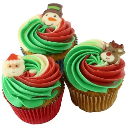 Christmas Cute Character White Chocolate Cake Decorations - 12 Pack