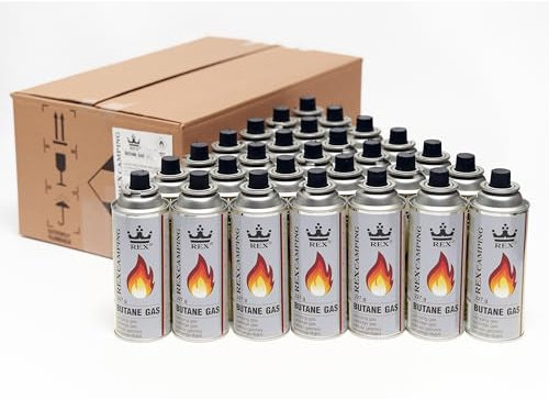 REX 28 x Gaskartuschen 227g, MSF-1a, Gas, Butangaskartusche für Gasherd, Gasheizung, Gasbrenner, Lötbrenner, Universal Butangas Brennstoffflaschen Campingas