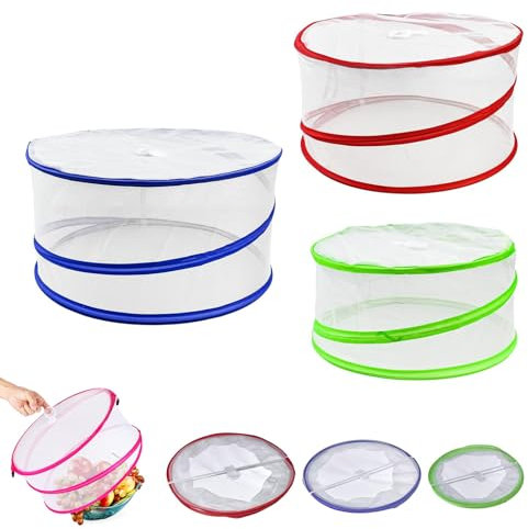 3 Piezas Cubierta Protectora Alimentos Plegable Frutero Tapa Antimoscas Cubre Tartas 3 Tamaños Diferentes para Alimentos, Frutas, prevenir Insectos