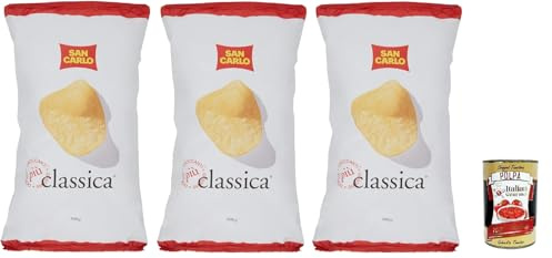 Italian Gourmet Classica Chips patatine salate Kartoffelchips 3 x 300g | Croccanti e dorate, gesalzener Genuss für Aperitivo, Party und Pause, Gesamtnettogewicht 900 g + Kostenlos Polpa 400g