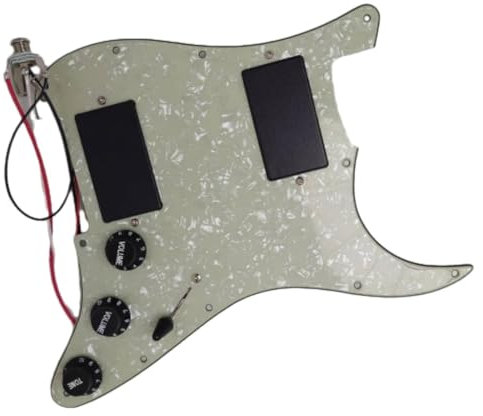HH Guitar Prewired Loaded Strat Pickguard with Humbucker Active Pickups, 3-Way Switch, for Fender USA/Mexico ST Replacement Parts (Vintage Green Pearl)