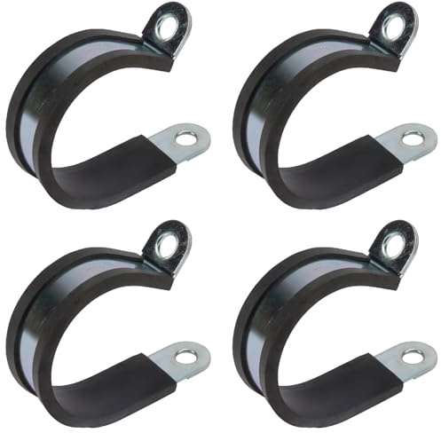 cyclingcolors 4x Collier de Serrage Métallique avec Insert Caoutchouc Fixation Tube P Clip Serre Cable Tuyau Conduit Collier, 30mm