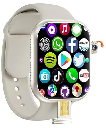 XINDADA VP29 Smart Watch 4G Android 64GB Storage 4G/5G LTE Sim Card GPS WiFi 2.29 inch 490 * 580 Amoled New Smartwatch Rotary Camera (3+32GB,Silver)