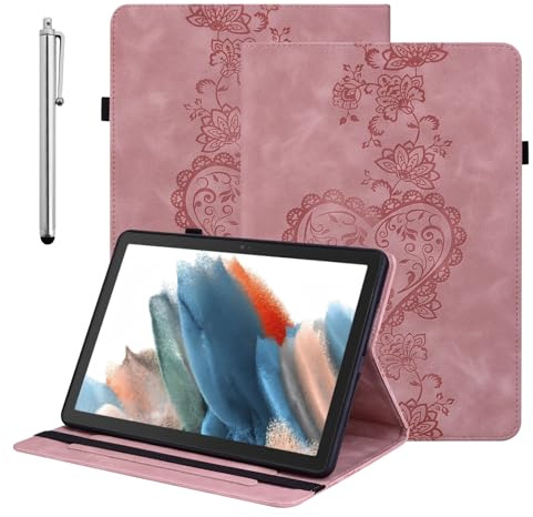 BOLELAW Case for Samsung Galaxy Tab A7 Lite 8.7 inch 2021, Pink | Shockproof PU Leather Folio Flip Cover with Pencil Holder, Kickstand & Card Slot
