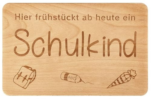 Belillpipi Frühstücksbrett Schulkind – 2025 Einschulung Geschenk für Mädchen & Jungen – 22x14cm, personalisiertes Andenken zum Schulanfang