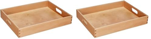 Zeller 13307 Allzweckkiste, Buche lackiert, ca. 40x30x7 cm, stapelbar, mit Tragegriff (Packung mit 2)