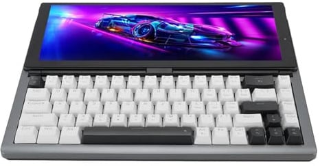 Sxhlseller Mechanical Keyboard, 68 Keys Gaming Keyboard with 12.3 Inch Foldable Touchscreen, Portable USB Wired Keyboards with RGB LED Backlight for Wins for Android for OS X (UK Plug)