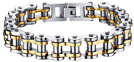 Titanium Steel Link Chain Bracelet for Men Biker Jewelry | Cool Biker Look, Wear Resistant Finish, Suitable for Men, Birthday and Christmas Gift Choice