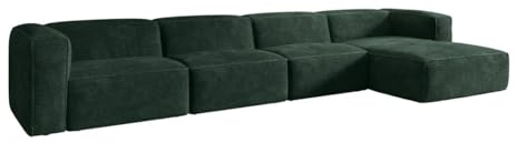 Luxusbetten24 Designer Sofa Comfy L Maxi in Cord Grün Rechts