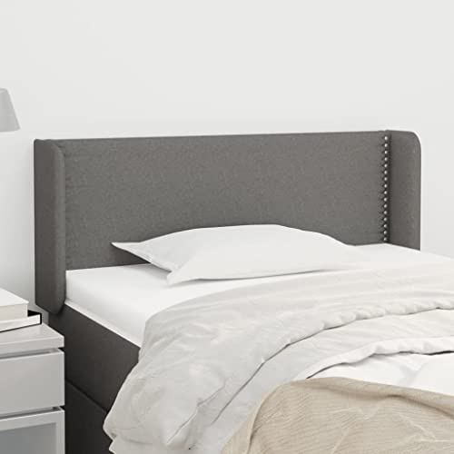 QJBSAVVA Dunkelgraues Kopfteil mit Ohren 103x16x78/88 cm aus robustem Polyester und Holz, Höhenverstellbares Bett Rückwand, Bequeme Schlafzimmer Rückenlehne für Bettgestell