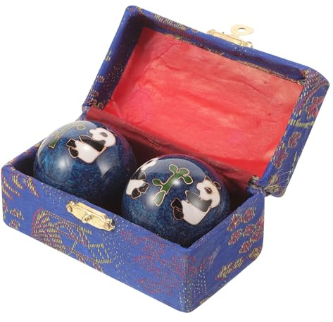 HANABASS 2 Stück Chinesische Baoding Handballen Panda design Enamel Massagekugeln Handgrifftrainer für Hand übungen Büro Fitness mit Geschenkbox