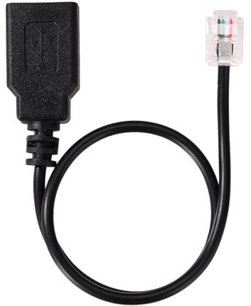 BTFO RJ11 a USB Adattatore Cavo, 30cm RJ11 6P4C Maschio a USB Femmina Cavo Connettore per Telefono Comunicazione Fax Modem (Nero)