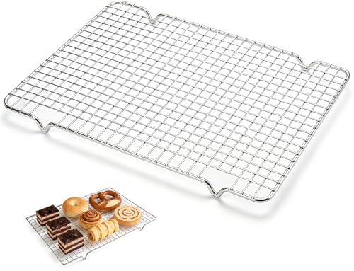 silttble Abkühlgitter Kuchengitter 43x29 cm - Großes Backgitter aus Carbonstahl zum gleichmäßigen Auskühlen von Kuchen, Brot & Keksen - Rechteckiges Gitterrost Spülmaschinenfest und Stabil