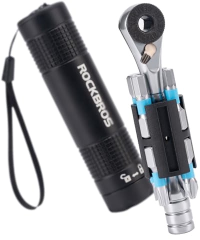 ROCKBROS Mini Fahrrad-Multitool 8-in-1 mit Ratsche, Kompakt & Leicht | Kleines Reparaturwerkzeug aus Metalllegierung für Rennrad, MTB und schnelle Fahrradreparaturen unterwegs