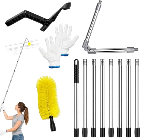 Telescopic Gutter Cleaner Kit 4M Brush Scoop Cleaning Tools | Extendable pole four metres, aluminium alloy joint, adjustable angle attachment