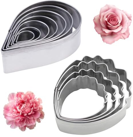 11 Stück Blüten Ausstecher Tropfen Ausstecher | 7 Stück Rosenblüten Ausstechformen und 4 Stück Ausstechform Tropfen Blütenblatt Keks Presse Backform für Kuchen Mousse Obst