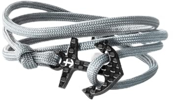 kohlenstoff 12 „Ancore“ Anker Armband Damen und Herren Cord Bracelet Grau Weiß Schmuck Anker Carbon Grey White als edles Ankerarmband Accessoire