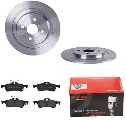2 Bremsscheiben Voll 278 mm + Bremsbeläge Hinten von Brembo (1420-55378) Bremsensatz Bremsanlage Bremsen-Kit,Bremsenset, Bremsscheiben, Bremsbeläge, Bremsen-Set, Beläge, Bremsbelag, Bremsbelagsatz,