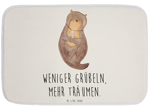 Mr. & Mrs. Panda Badvorleger Otter Muschel - Geschenk, Badteppich, Seeotter, träumen, Badgarnitur, Badezimmermatten, Büro, süß, Duschmatte,