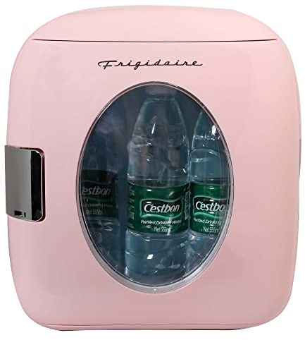 Frigidaire Mini refrigerador personal retro, capacidad para 9 litros o 12 latas, portátil para coche, oficina, dormitorio, habitación o cabina, cuenta con enchufes para toma de corriente y cargador de
