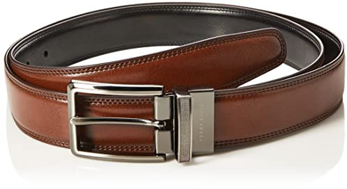 Perry Ellis Herren Portfolio doppelt genähter Ledergürtel (Größen 76,2-107,7 cm) Grtel, braun/schwarz, 36