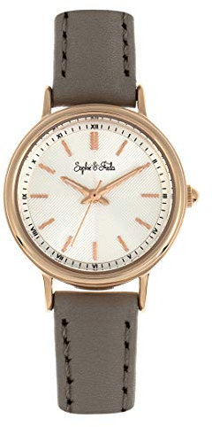 Sophie and Freda Berlin Women's Quartz Grey Genuine Leather Rose Gold Watch SAFSF4806