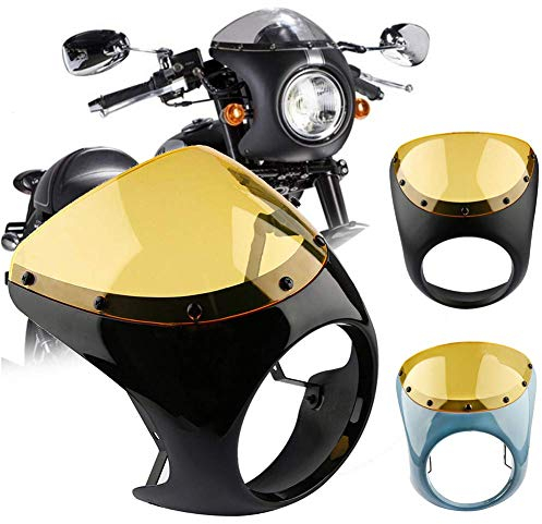 Guajave Cafe Racer Lenker Scheinwerfer Windschutz 7 Inch Verkleidung Display für Harley Motorrad - Matt Schwarz