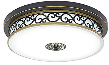 24W LED Antik Deckenleuchte Flurlampe Retro Deckenlampe Vintage Rund Design Metall Eisen Glas Lampeschirm Wohnzimmer Esszimmer Schlafzimmer Bad Küche Decken Leuchten Schwarz Ø40cm