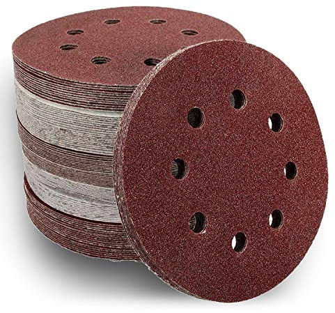 ZZC - Schleifscheiben 125mm Klett 8 Loch Schleifpapier Set Schleifblätter für Exzenter-Schleifer - 25 Stück - P40/P60/P80/P120/P180/P240 - (K120)